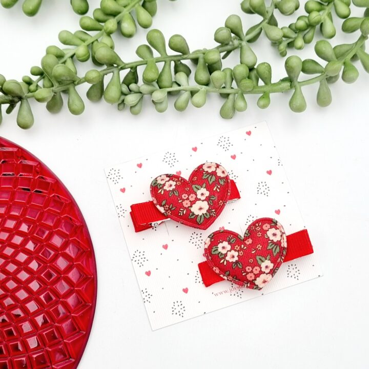 HAIRCLIPS FLORAL HEARTS ΚΟΚΚΙΝΟ